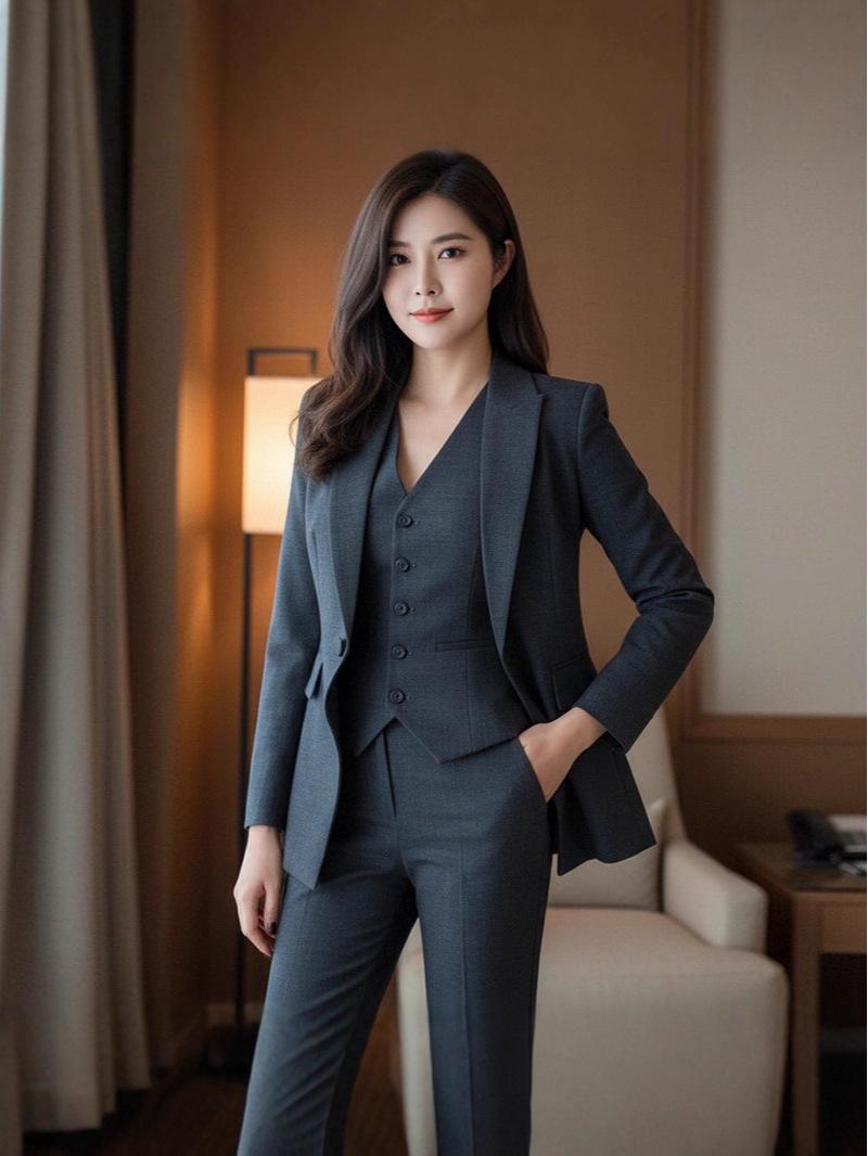 Women s Dark Blue Three-Piece Suit Set: Elegant, High-End Design for Professional and Confident Style in Spring and Autumn. S
Women s Dark Blue Three-Piece Suit Set: Elegant, High-End Design for Professional and Confident Style in Spring and Autumn. S