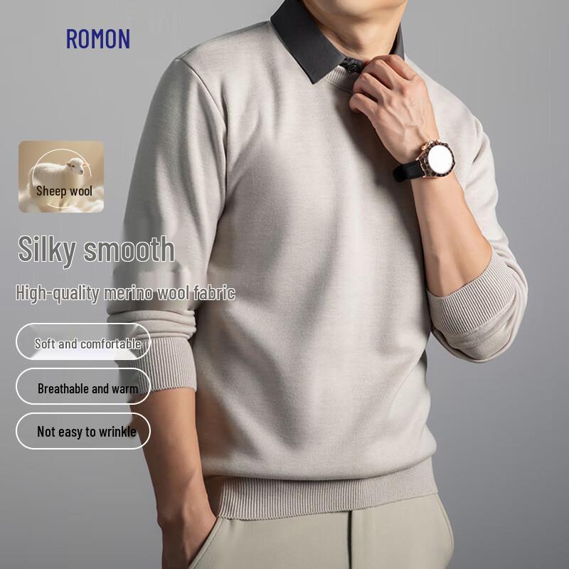 Romon Men s Fleece-Lined Lamb Wool Blend Faux Two-Piece Round Neck Knit Sweater L
Romon Men s Fleece-Lined Lamb Wool Blend Faux Two-Piece Round Neck Knit Sweater L