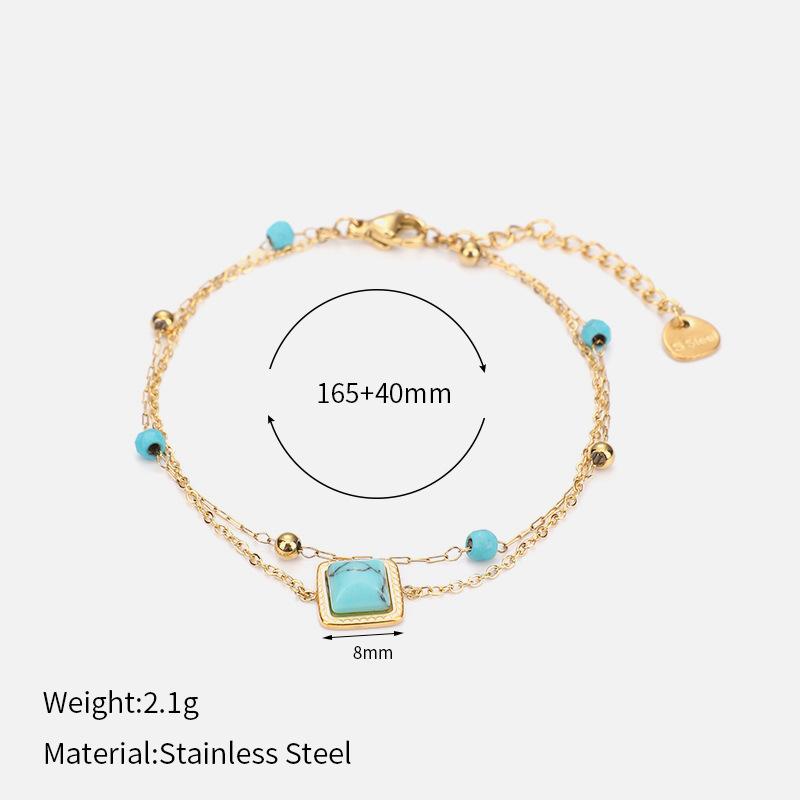 European and American new double-layer turquoise pendant necklace women s fashion versatile O-chain collarbone chain stainless steel necklace 18K
European and American new double-layer turquoise pendant necklace women s fashion versatile O-chain collarbone chain stainless steel necklace 18K
