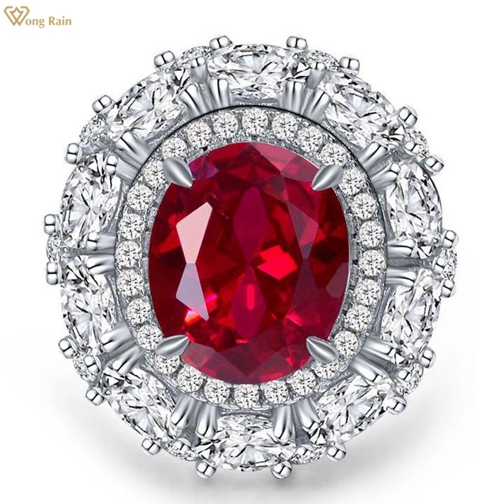 Wong Rain Винтаж 100% стерлингового серебра 925 пробы овальной огранки 5CT AAAAA цирконы драгоценный камень свадебное обручальное кольцо для женщин ювелирные изделия US 5 красный 
Wong Rain Винтаж 100% стерлингового серебра 925 пробы овальной огранки 5CT AAAAA цирконы драгоценный камень свадебное обручальное кольцо для женщин ювелирные изделия US 5 красный