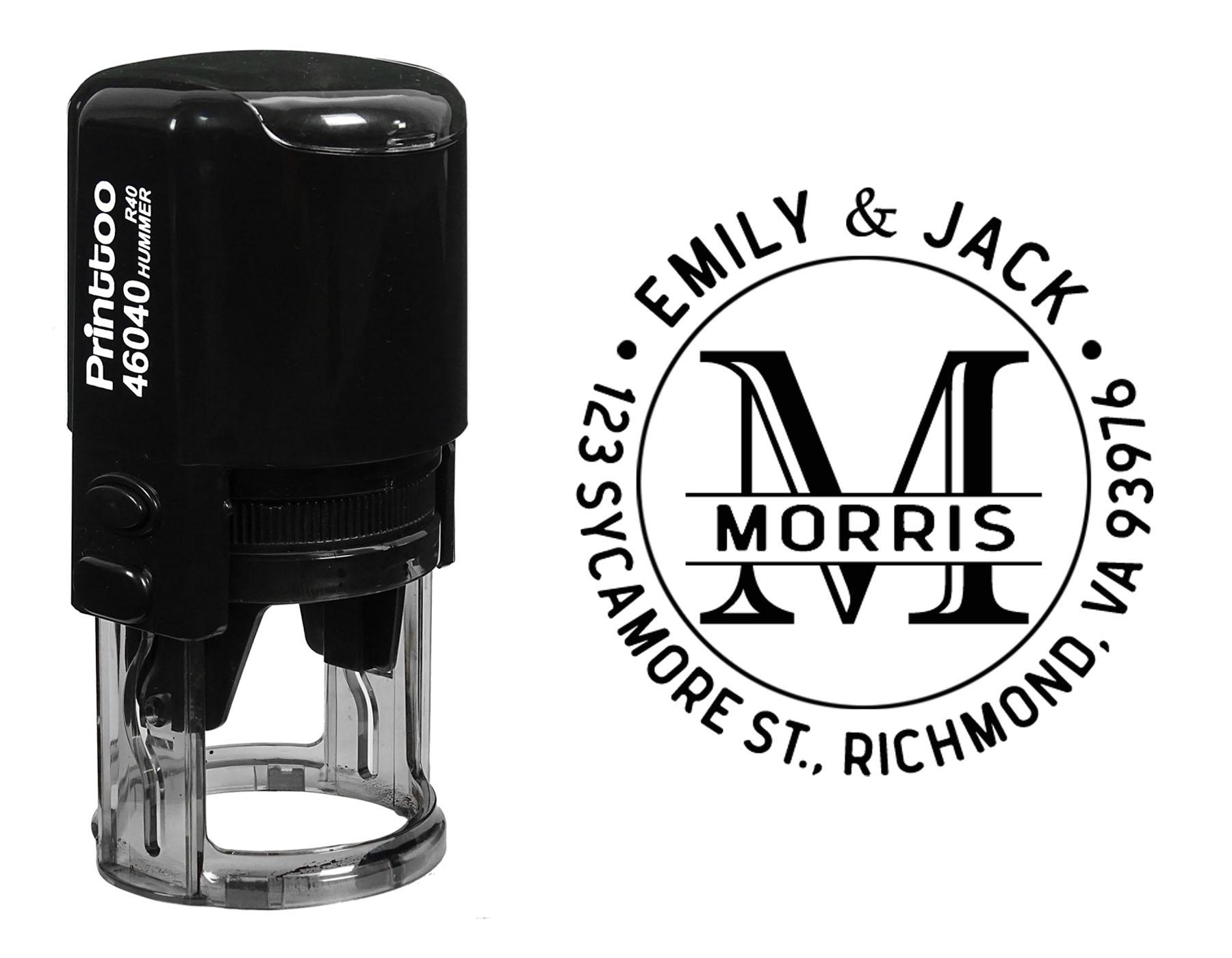 Printtoo Round Self Inking Return Address Rubber Stamp Custom Initial Monogram Personalized 40 mm Diameter (Approx) красный