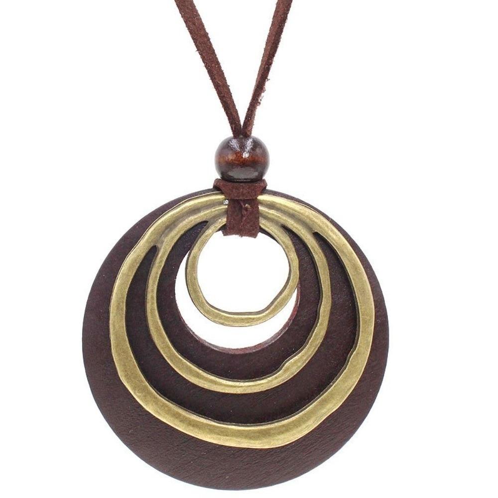 Geometric Pendant Necklaces Circle Wooden Long Sweater Necklace Leather Cord Chain Jewelry Gifts
Geometric Pendant Necklaces Circle Wooden Long Sweater Necklace Leather Cord Chain Jewelry Gifts