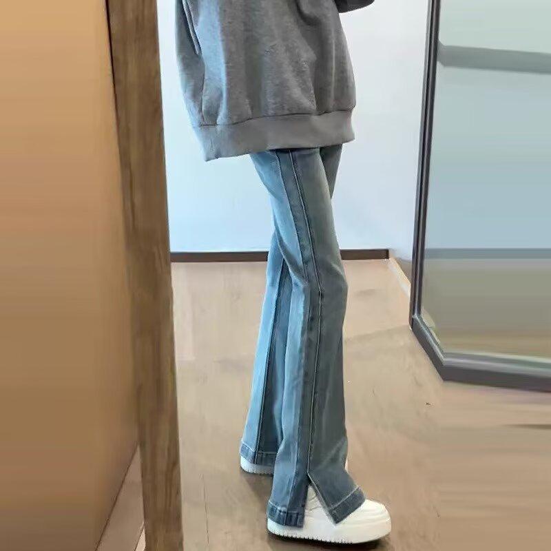 Женские джинсы микро-клеш с разрезом, с высокой посадкой, светло-голубые - Стройнящие, Необлегающие, Прямые, Универсальная мода. M: 95-108 jin
Женские джинсы микро-клеш с разрезом, с высокой посадкой, светло-голубые - Стройнящие, Необлегающие, Прямые, Универсальная мода. M: 95-108 jin