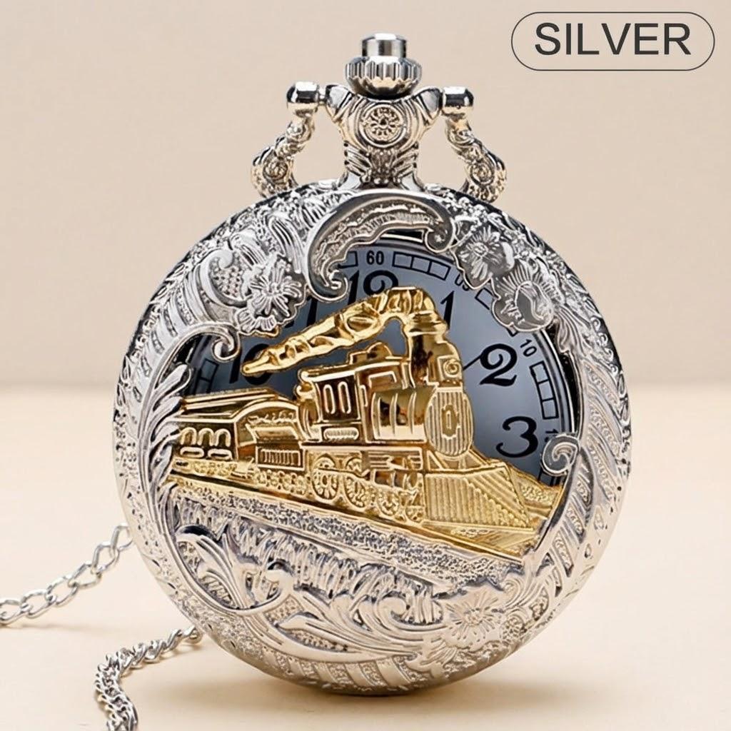 Vintage Steam Train Antique Chain Quartz Pocket Watch Round Skeleton Case Roman Numerals Locomotive Pendant серебряный
Vintage Steam Train Antique Chain Quartz Pocket Watch Round Skeleton Case Roman Numerals Locomotive Pendant серебряный
