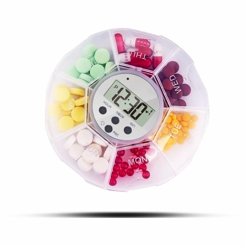 Smart Pill Box with Reminders, 7 Sealed Compartments for Elderly and Child Care
Smart Pill Box with Reminders, 7 Sealed Compartments for Elderly and Child Care