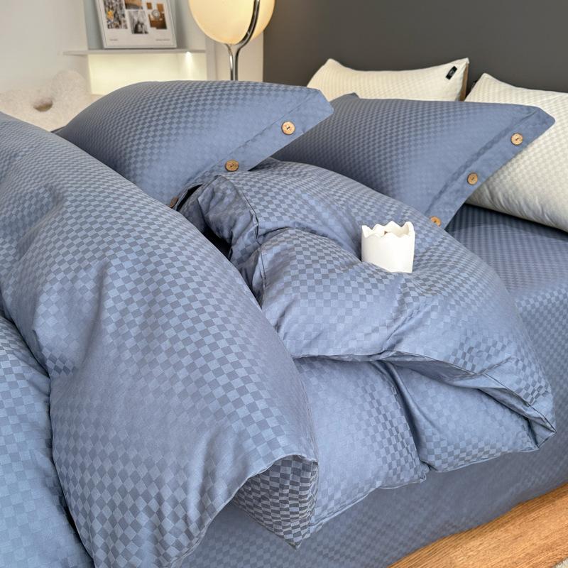Высококачественный жаккардовый клетчатый постельный комплект 100% хлопок Высококлассный комплект пододеяльника размера кинг с простынями Дружелюбные к коже постельные комплекты 150x200cm bed 4 pcs
Высококачественный жаккардовый клетчатый постельный комплект 100% хлопок Высококлассный комплект пододеяльника размера кинг с простынями Дружелюбные к коже постельные комплекты 150x200cm bed 4 pcs