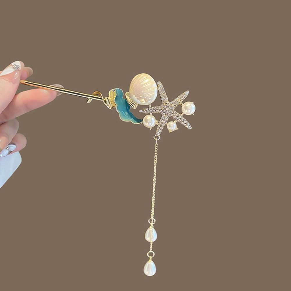Chinese Style Conch Pearl Hairpin with Tassel and Starfish Shell Bridal Headpiece for Women 3
Chinese Style Conch Pearl Hairpin with Tassel and Starfish Shell Bridal Headpiece for Women 3