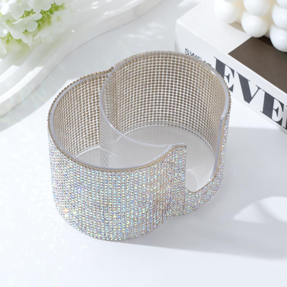 Diamond-encrusted desktop cotton swab storage box 2-in-1 makeup remover cotton organizer double-hole round combination puff storage box
Diamond-encrusted desktop cotton swab storage box 2-in-1 makeup remover cotton organizer double-hole round combination puff storage box