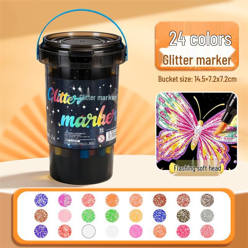 Fluorescent Glitter Marker Pens for Kids Art and Doodling - Soft Tip Watercolor Sand Flow Pens for Primary School Students
Fluorescent Glitter Marker Pens for Kids Art and Doodling - Soft Tip Watercolor Sand Flow Pens for Primary School Students