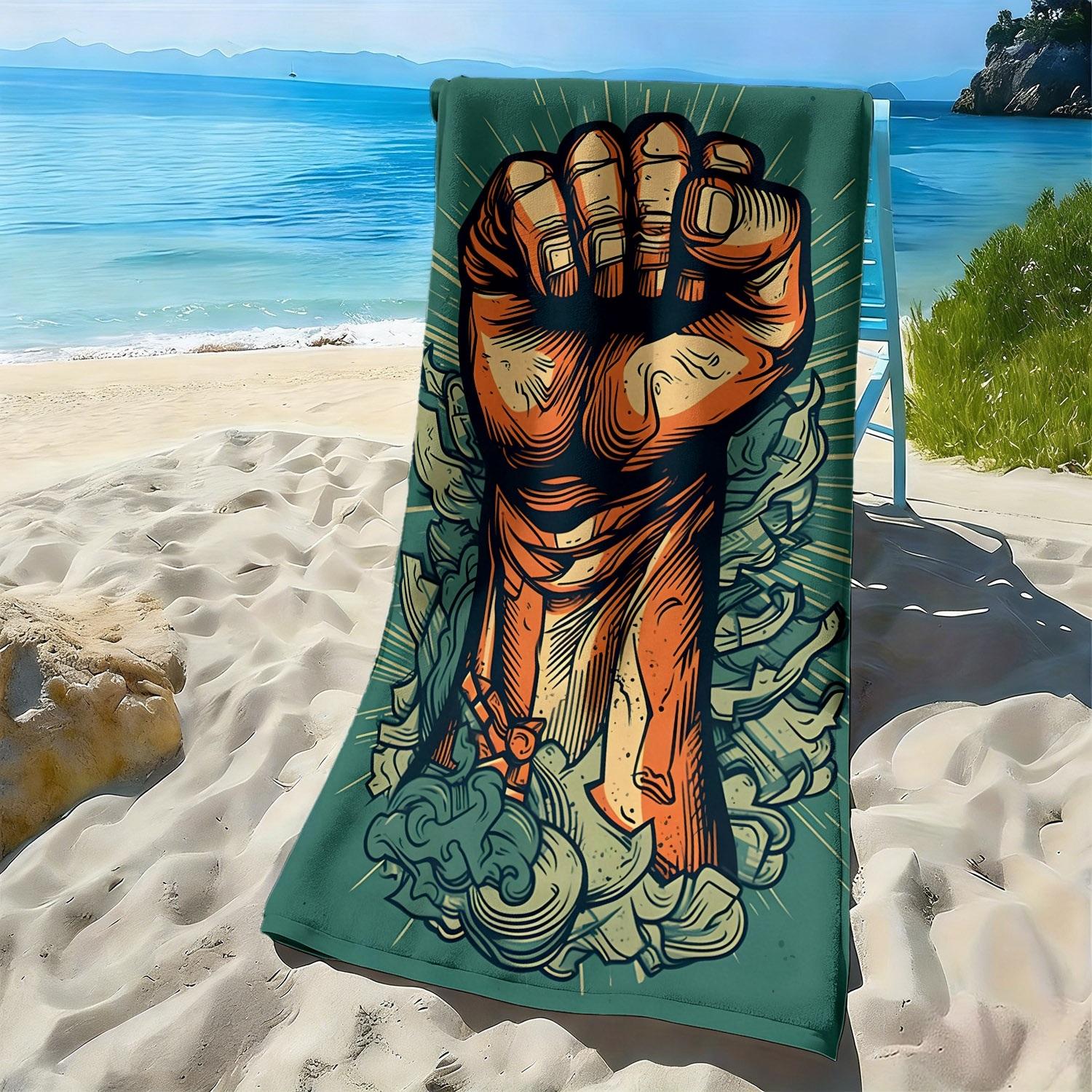 Retro revolution style fist pattern polyester microfiber beach towel is highly absorbent suitable for swimming and beach outings W30*H60(CM)
Retro revolution style fist pattern polyester microfiber beach towel is highly absorbent suitable for swimming and beach outings W30*H60(CM)