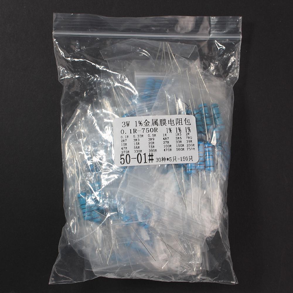 150PCS 3W 1% Metal Film Resistor Kit 30 Values 0.1R~750R, 1K~820K ohm Resistor Pack Assorted Set Resistors Diy Electronic Kit 0.1R-750R
150PCS 3W 1% Metal Film Resistor Kit 30 Values 0.1R~750R, 1K~820K ohm Resistor Pack Assorted Set Resistors Diy Electronic Kit 0.1R-750R