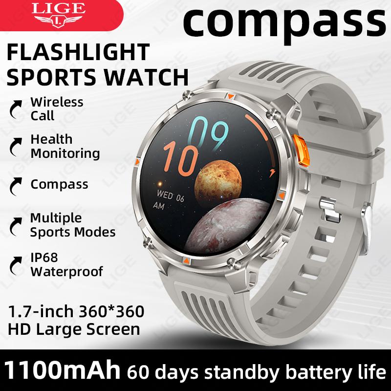 New Military Smart Watch 1100mAh Battery Compass LED Flashlight Men Outdoor Sport Watches Bluetooth Call 1.7 HD Smartwatch 1100mAh Big Battery сірий
New Military Smart Watch 1100mAh Battery Compass LED Flashlight Men Outdoor Sport Watches Bluetooth Call 1.7 HD Smartwatch 1100mAh Big Battery сірий