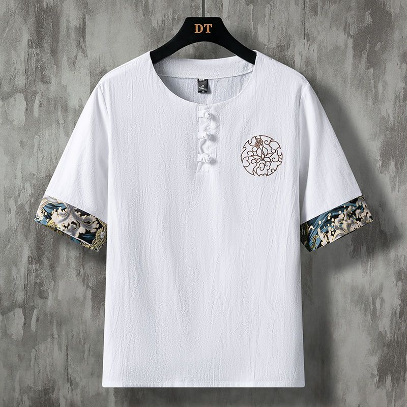 Loose Fit Men s Linen T-Shirt Short Sleeve Embroidered Cotton Linen Upper Fashionable Summer Hanfu Style Casual Shirt XS белый
Loose Fit Men s Linen T-Shirt Short Sleeve Embroidered Cotton Linen Upper Fashionable Summer Hanfu Style Casual Shirt XS белый