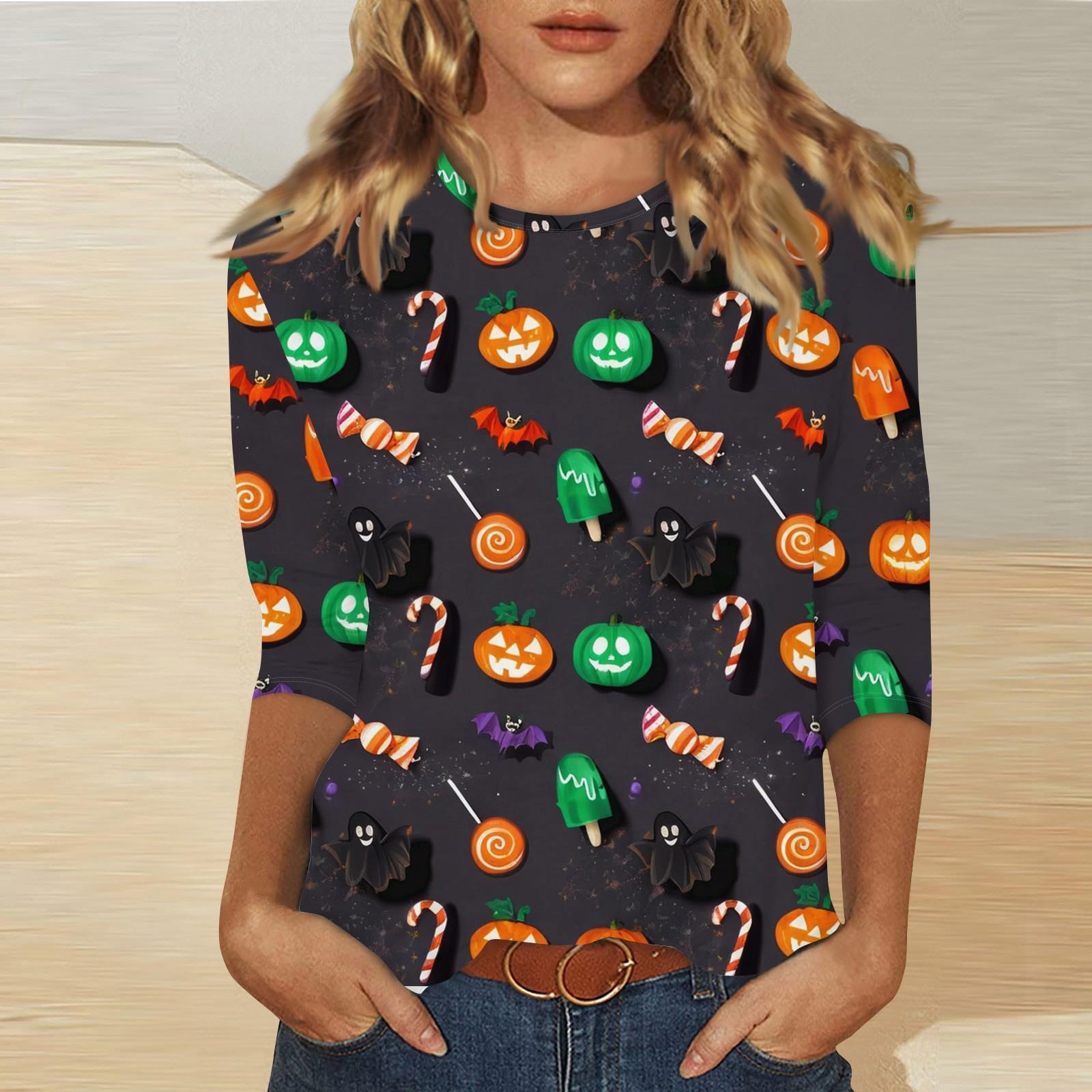 Women s Fashion Casual Three-quarter Sleeve Halloween Printed Round Neck Top M
Women s Fashion Casual Three-quarter Sleeve Halloween Printed Round Neck Top M