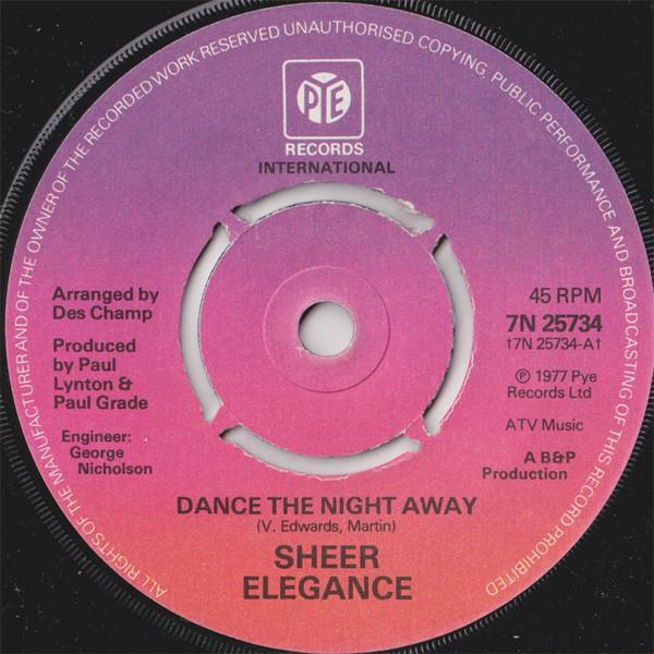 7-дюймовая пластинка SHEER ELEGANCE Dance The Night Away 7N25734 Pye Internation 1977 UK SoulFunk Б/у
7-дюймовая пластинка SHEER ELEGANCE Dance The Night Away 7N25734 Pye Internation 1977 UK SoulFunk Б/у