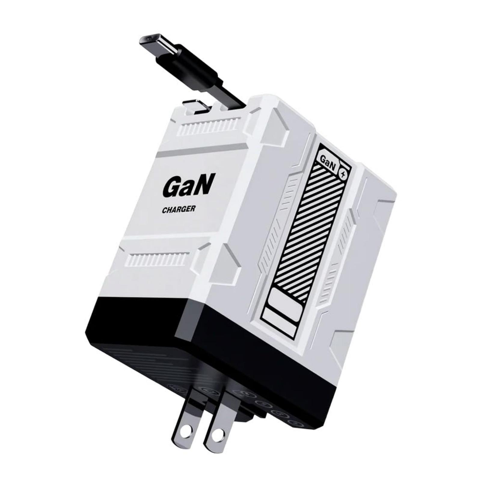 GaN Charger with 80cm Dual Retractable Cable US Plug Fast Charging Adapter Compatible with Multiple Devices Portable Compact Design One Size
GaN Charger with 80cm Dual Retractable Cable US Plug Fast Charging Adapter Compatible with Multiple Devices Portable Compact Design One Size