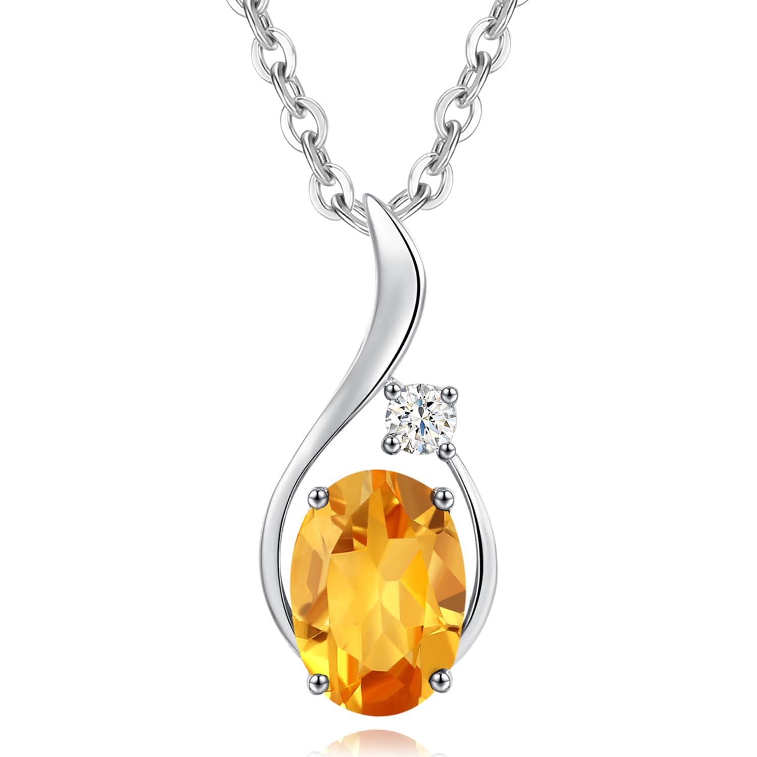 Necklace Citrine November Birthstone Diamond Lab Grown K14 White Gold Pendant with Silver Chain White Dee Birthday Anniversary Present Gift Wrapping
Necklace Citrine November Birthstone Diamond Lab Grown K14 White Gold Pendant with Silver Chain White Dee Birthday Anniversary Present Gift Wrapping