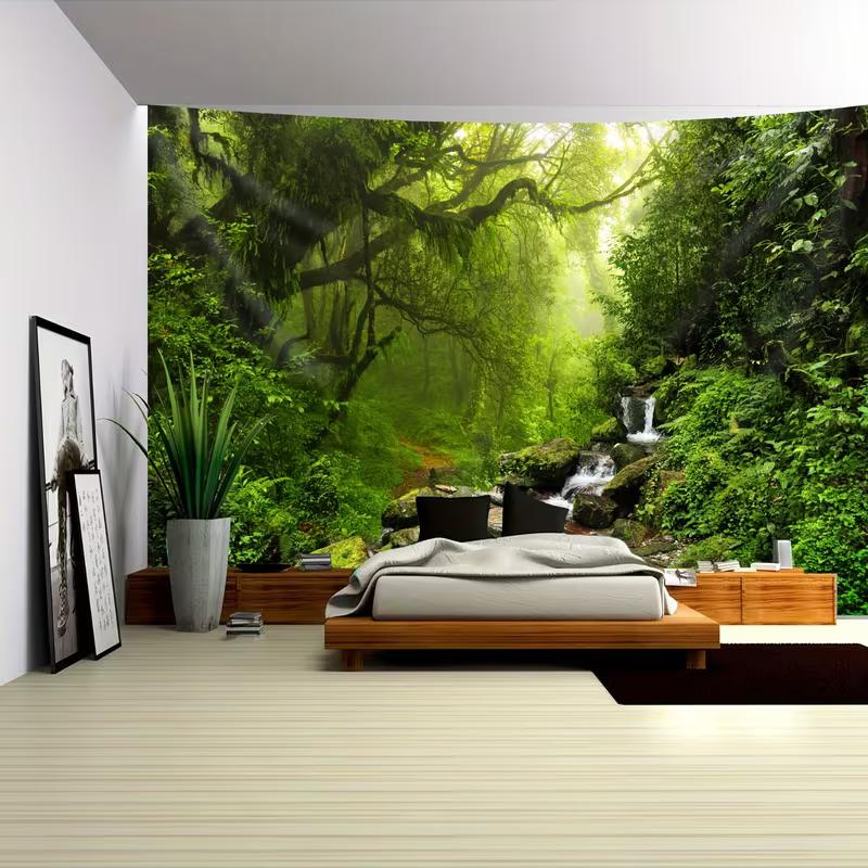 2D Misty Jungle Stream Tapestry Enchanted Forest Waterfall Wall Hanging for Bedroom 47.2x31.5inch/120*80cm
2D Misty Jungle Stream Tapestry Enchanted Forest Waterfall Wall Hanging for Bedroom 47.2x31.5inch/120*80cm