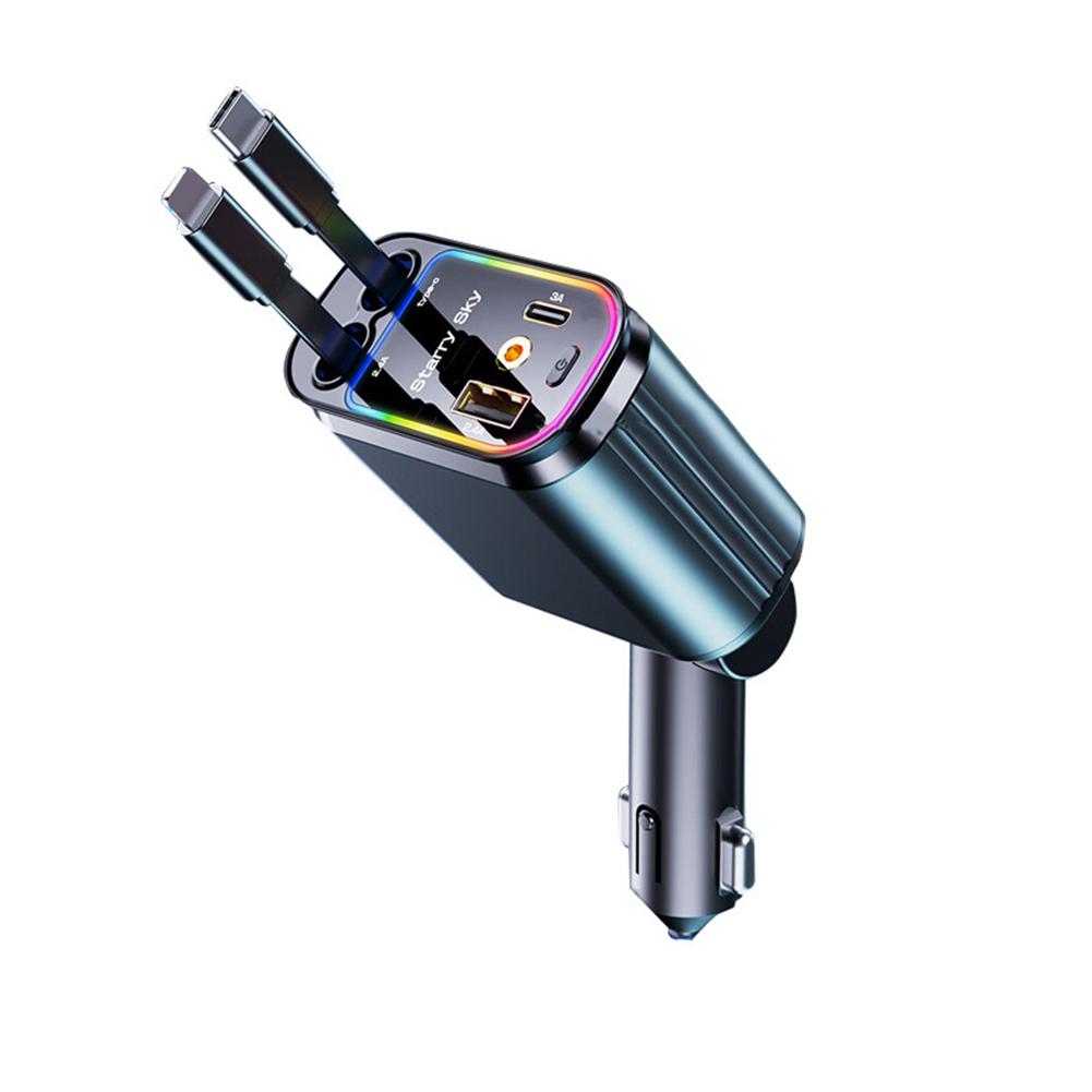 New Starlight Car Charger Adapter 120W Super Fast Car Phone Charger With Dual Retractable Cable USB Type C Cigarette Lighter чорний
New Starlight Car Charger Adapter 120W Super Fast Car Phone Charger With Dual Retractable Cable USB Type C Cigarette Lighter чорний