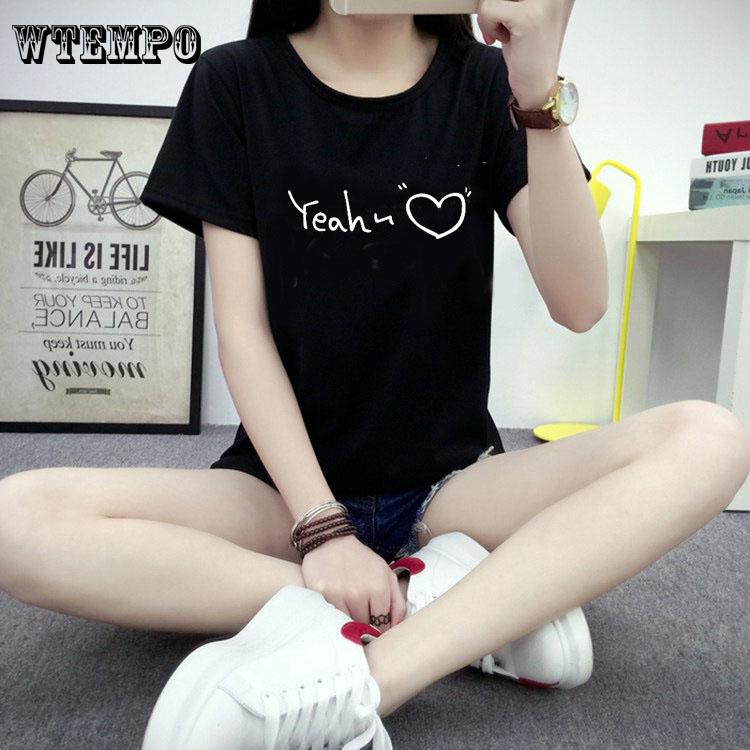 WTEMPO женские футболки с принтом «любовь» в стиле Харадзюку, летние черные футболки с круглым вырезом, женские футболки 
WTEMPO женские футболки с принтом «любовь» в стиле Харадзюку, летние черные футболки с круглым вырезом, женские футболки