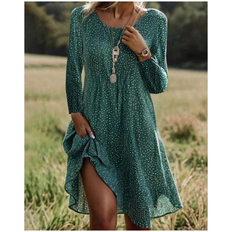Spring Autumn Women Dress Print Ladies Skirt Spring and Autumn Polka Dot Women s Dress Green S
Spring Autumn Women Dress Print Ladies Skirt Spring and Autumn Polka Dot Women s Dress Green S