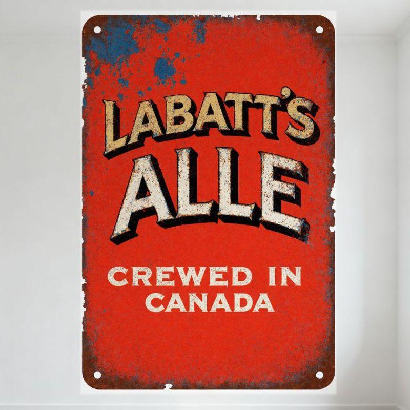 Vintage Labatt s ALLE Crewed in Canada Metal Tin Sign with Red Background, Chipped Paint & Blue Splotches, Wall Decor for Bar 20x30cm(7.8x11.8inch)
Vintage Labatt s ALLE Crewed in Canada Metal Tin Sign with Red Background, Chipped Paint & Blue Splotches, Wall Decor for Bar 20x30cm(7.8x11.8inch)