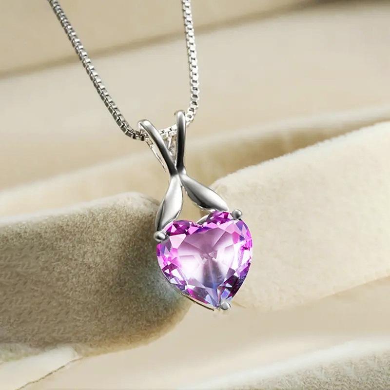 Huitan White/Pink/Green/Purple/Multicolored Heart Cubic Zirconia Pendant Necklace Wedding Accessories for Women Fashion Zircon 45cm
Huitan White/Pink/Green/Purple/Multicolored Heart Cubic Zirconia Pendant Necklace Wedding Accessories for Women Fashion Zircon 45cm