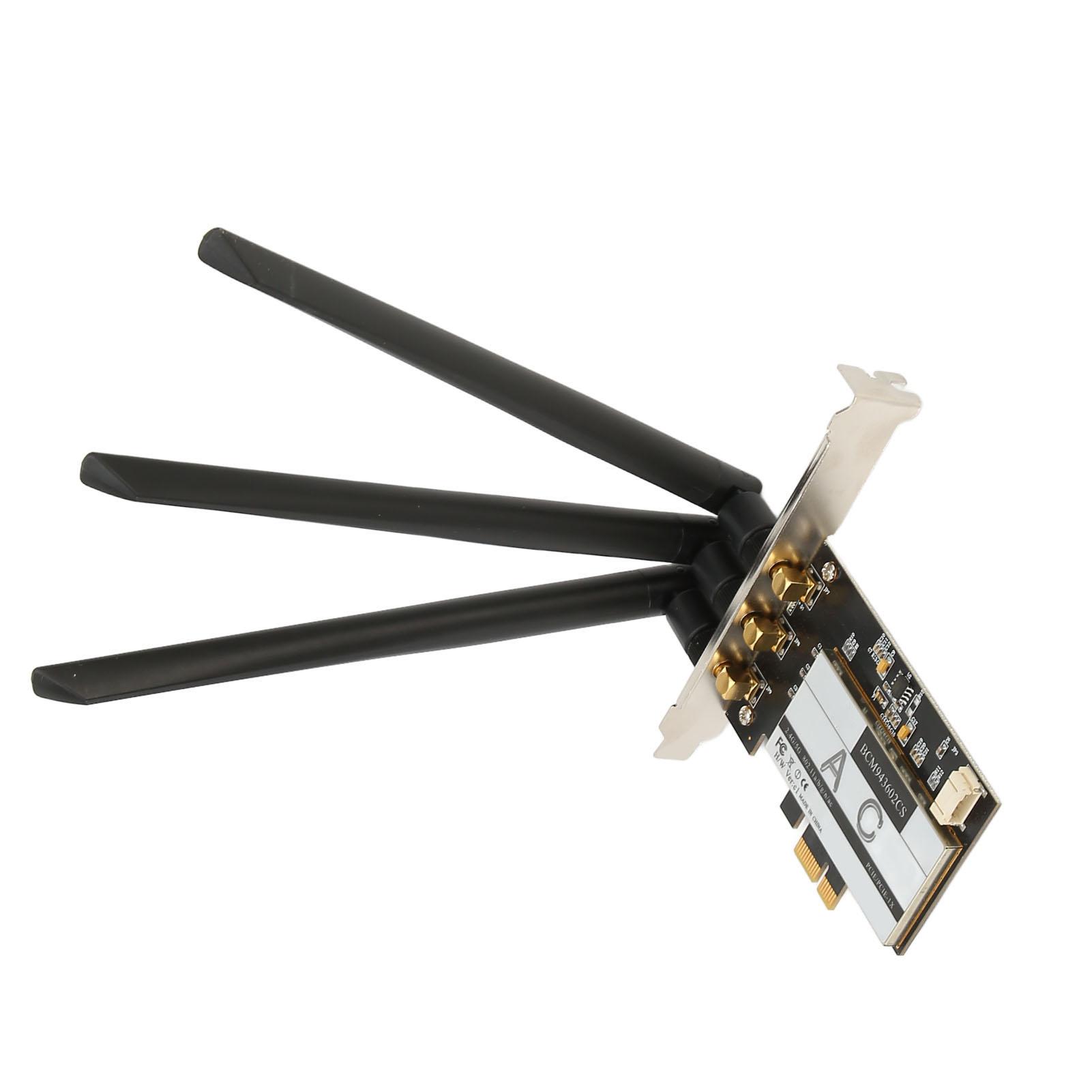 BCM943602CS PCIE WiFi Card with 3 Antenna 1750Mbps 2.Ghz 5Ghz Wide Coverage Bluetooth 4.0 WiFi Card
BCM943602CS PCIE WiFi Card with 3 Antenna 1750Mbps 2.Ghz 5Ghz Wide Coverage Bluetooth 4.0 WiFi Card