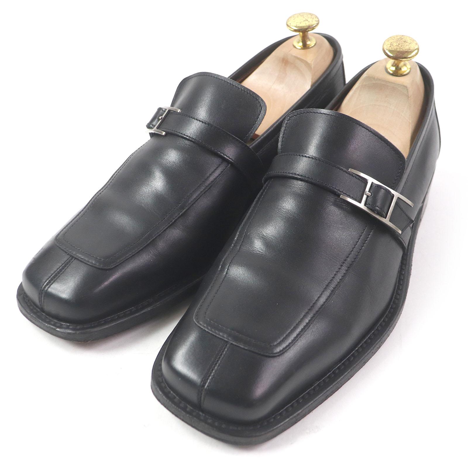Very Good HERMES loafers API H logo buckle belt square toe black leather mens 40.5 Used
Very Good HERMES loafers API H logo buckle belt square toe black leather mens 40.5 Used