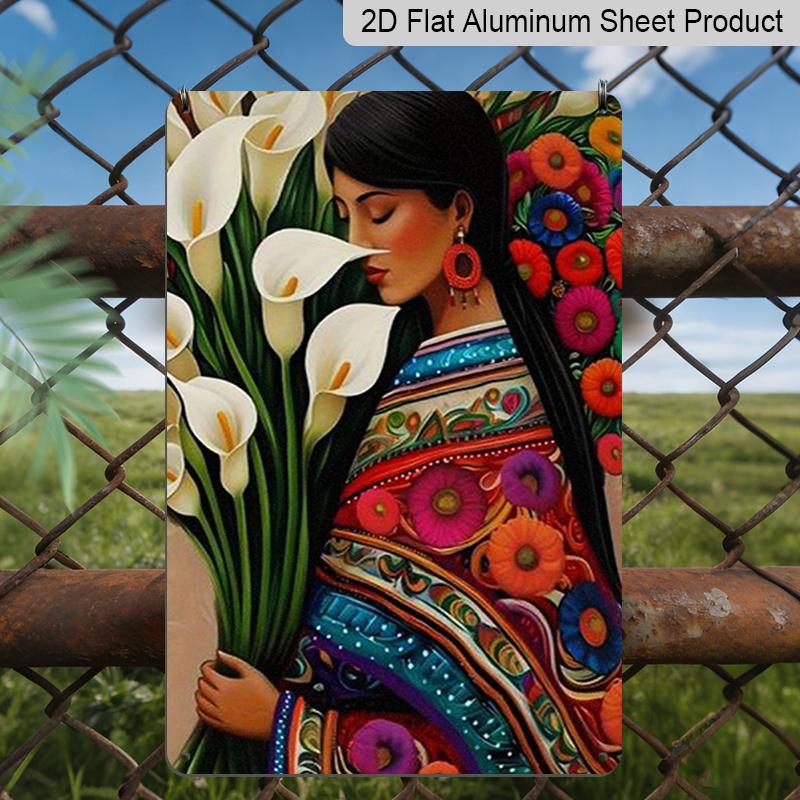 2D Flat, Elegant Woman with Calla Lilies & Colorful Floral Aluminum Art - Perfect for Home Decor, Wall Art, Living Room, Bedroom, Mexican Inspired 20*30cm
2D Flat, Elegant Woman with Calla Lilies & Colorful Floral Aluminum Art - Perfect for Home Decor, Wall Art, Living Room, Bedroom, Mexican Inspired 20*30cm
