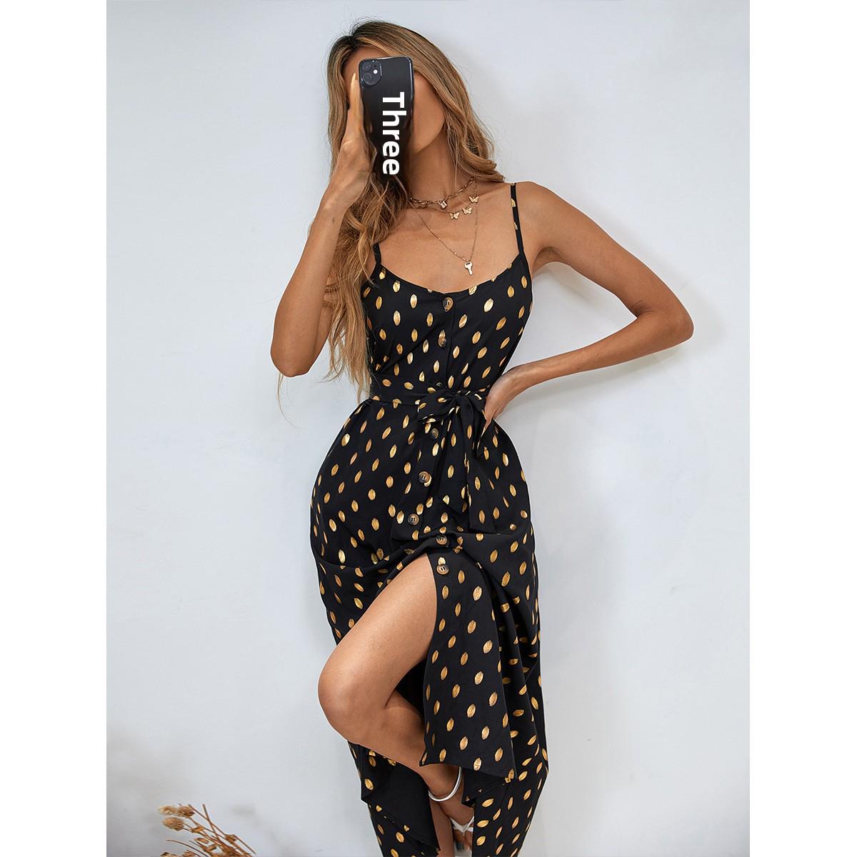 Women s Sexy Polka Dot Slit Chiffon Dress - Sleeveless with Spaghetti Straps Medium чорний
Women s Sexy Polka Dot Slit Chiffon Dress - Sleeveless with Spaghetti Straps Medium чорний