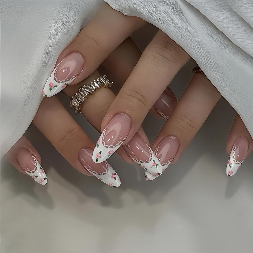 Simple White French Nail Tips with Leaves and Flowers Design, 24-Piece Wearable Set, European and American Style
Simple White French Nail Tips with Leaves and Flowers Design, 24-Piece Wearable Set, European and American Style