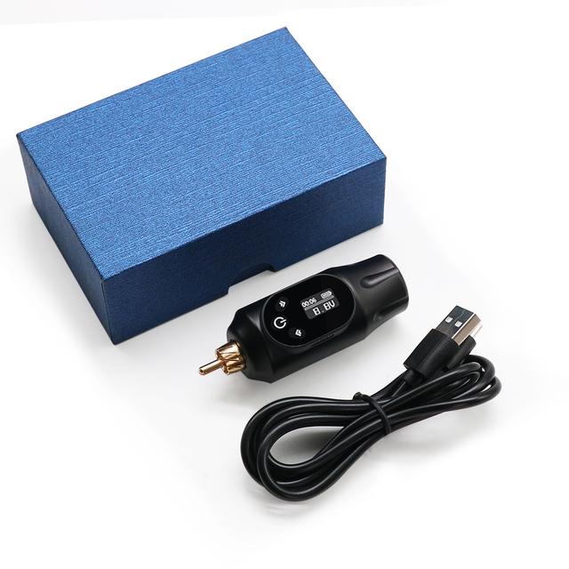 Профессиональный беспроводной источник питания для татуировки 2000 мАч, перезаряжаемая мини-портативная батарея для татуировки с разъемом RCA для роторной тату-машины чёрный