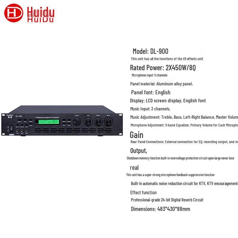 Huido DL-900 HIFI Home Theater & Conference Integrated Amplifier (CN version)
Huido DL-900 HIFI Home Theater & Conference Integrated Amplifier (CN version)