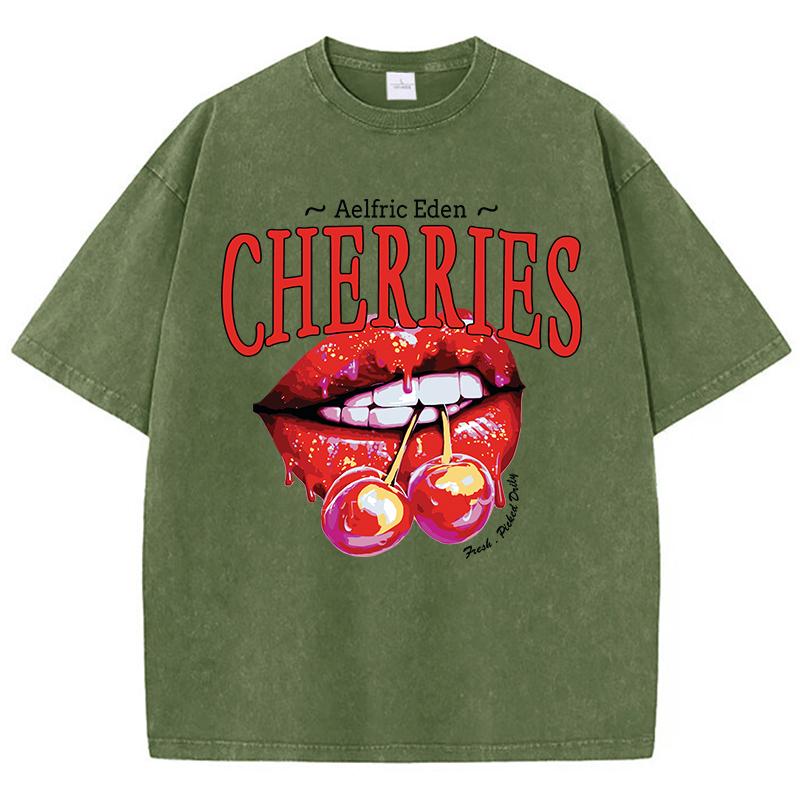 Casual Womens Acid Wash TShirts Cherries On The Lips Printing Tees Distressed Oversize Cotton Short Sleeve Trend Female Clothes S
Casual Womens Acid Wash TShirts Cherries On The Lips Printing Tees Distressed Oversize Cotton Short Sleeve Trend Female Clothes S