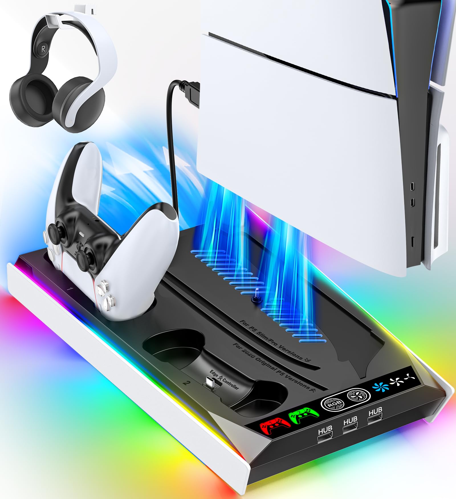 with PS5 PS5 Vertical Stand Cooling 3 Levels Adjustable Wind Speed PS5 Controller Charging Stand Charging 2 Devices Simultaneously Compatible with
with PS5 PS5 Vertical Stand Cooling 3 Levels Adjustable Wind Speed PS5 Controller Charging Stand Charging 2 Devices Simultaneously Compatible with