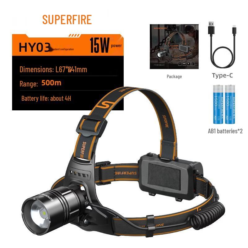 Shenhuo 15W Rechargeable LED Headlamp with Zoom and Sensor
Shenhuo 15W Rechargeable LED Headlamp with Zoom and Sensor