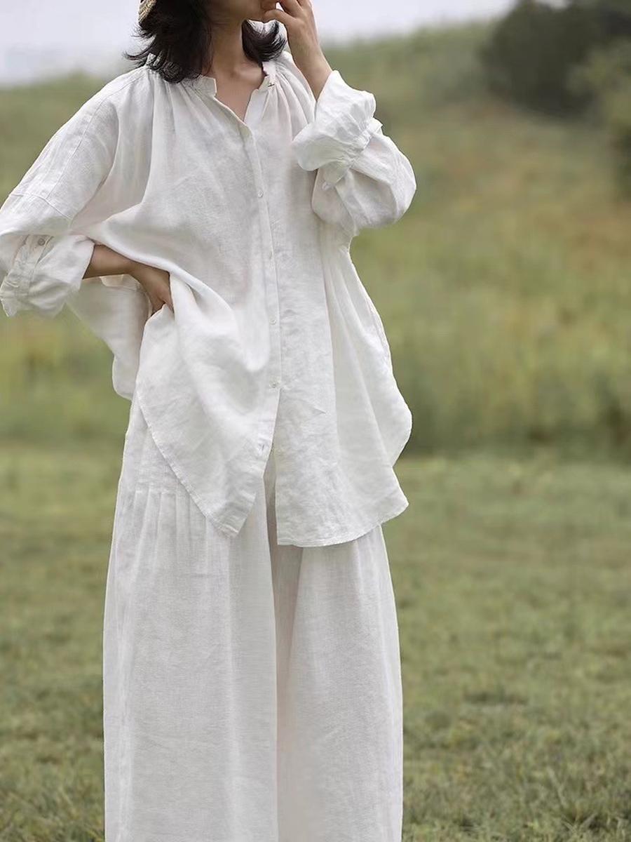 Premium Solid Color Cotton Linen Long Sleeve Shirt Set Women Spring Casual Loose Lazy Style Linen Shirt Two Piece Outfit 2XL білий
Premium Solid Color Cotton Linen Long Sleeve Shirt Set Women Spring Casual Loose Lazy Style Linen Shirt Two Piece Outfit 2XL білий