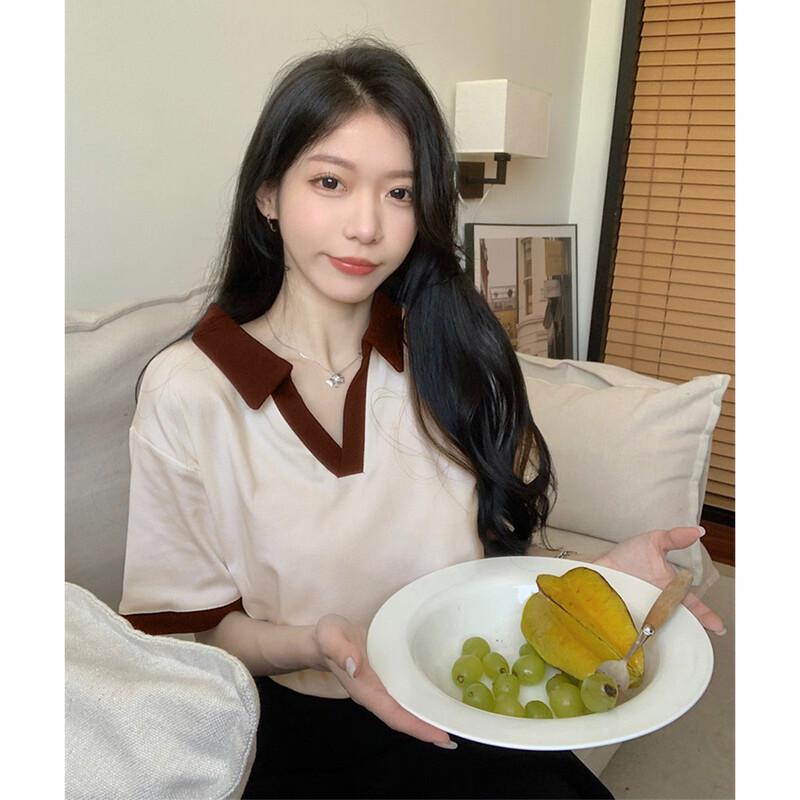 TonLion Women s Contrast Lapel Short Sleeve Polo Shirt L
TonLion Women s Contrast Lapel Short Sleeve Polo Shirt L