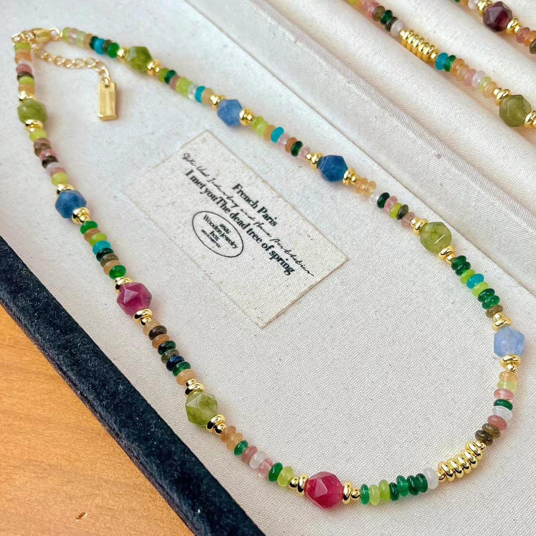 Vintage High Quality Color Tourmaline Color Quartz Rock Flying Saucer Beads Gypsy Collarbone Chain Necklace
Vintage High Quality Color Tourmaline Color Quartz Rock Flying Saucer Beads Gypsy Collarbone Chain Necklace