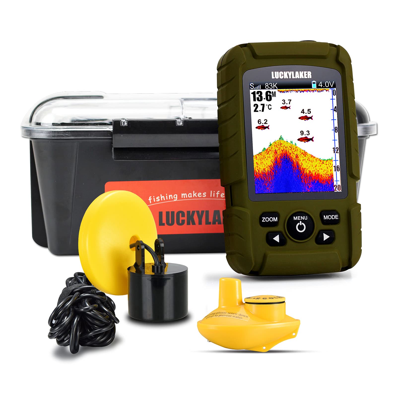 LUCKYLAKER Portable Fish Finder for Boats, Piers, and More - Waterproof Wireless Fish Finder for Fishing, Ice Fishing, Bass Fishing, and More - 2 in 1
LUCKYLAKER Portable Fish Finder for Boats, Piers, and More - Waterproof Wireless Fish Finder for Fishing, Ice Fishing, Bass Fishing, and More - 2 in 1