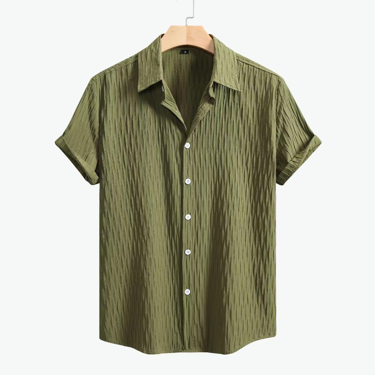 Spring Summer New Men s Solid Color Short-sleeved Shirt Cardigan Lapel Beach Fashion Shirt Men XXL зелений
Spring Summer New Men s Solid Color Short-sleeved Shirt Cardigan Lapel Beach Fashion Shirt Men XXL зелений
