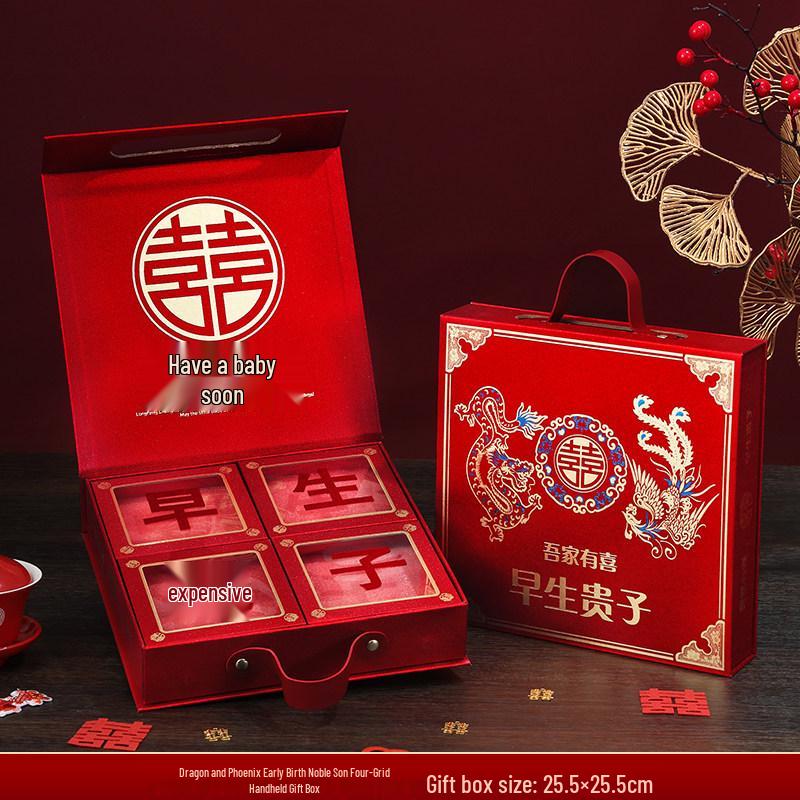Noble Wedding Engagement Gift Set: Joyful Ornaments & Dried Fruit Box for Early Birth Celebrations
Noble Wedding Engagement Gift Set: Joyful Ornaments & Dried Fruit Box for Early Birth Celebrations