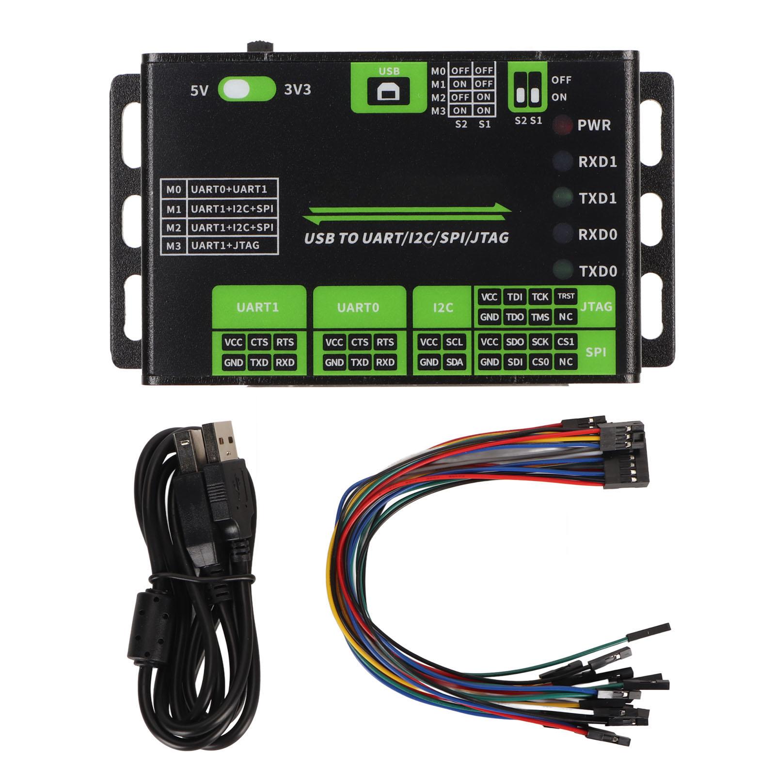 USB to UART I2C SPI JTAG Converter Supports Multiple Interfaces 3.3V 5V Aluminium Alloy Shell
USB to UART I2C SPI JTAG Converter Supports Multiple Interfaces 3.3V 5V Aluminium Alloy Shell