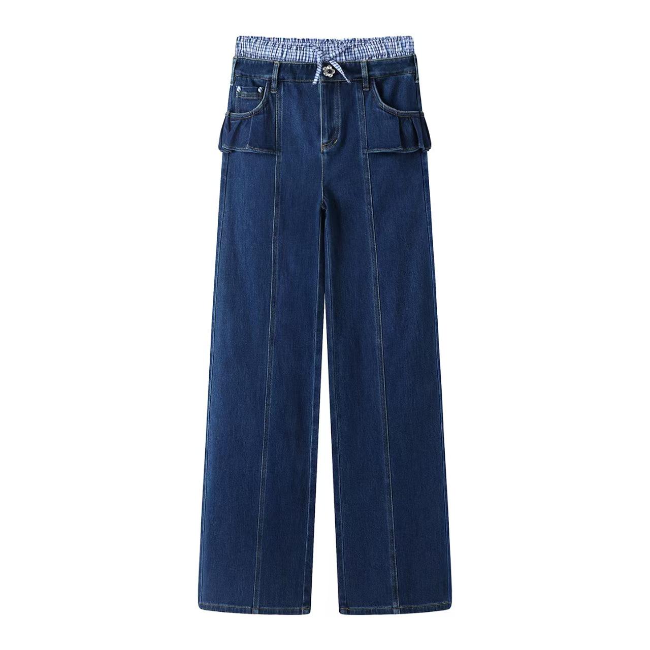 2025 Autumn Girly Plaid Waistband Patchwork Straight-Leg Jeans L синий
2025 Autumn Girly Plaid Waistband Patchwork Straight-Leg Jeans L синий