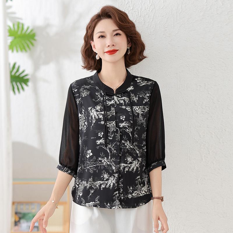 Chic Summer Chiffon Blouse for Young Mothers and Elegant Mature Women in Chinese Style 3XL (115-130 lbs) чорний
Chic Summer Chiffon Blouse for Young Mothers and Elegant Mature Women in Chinese Style 3XL (115-130 lbs) чорний