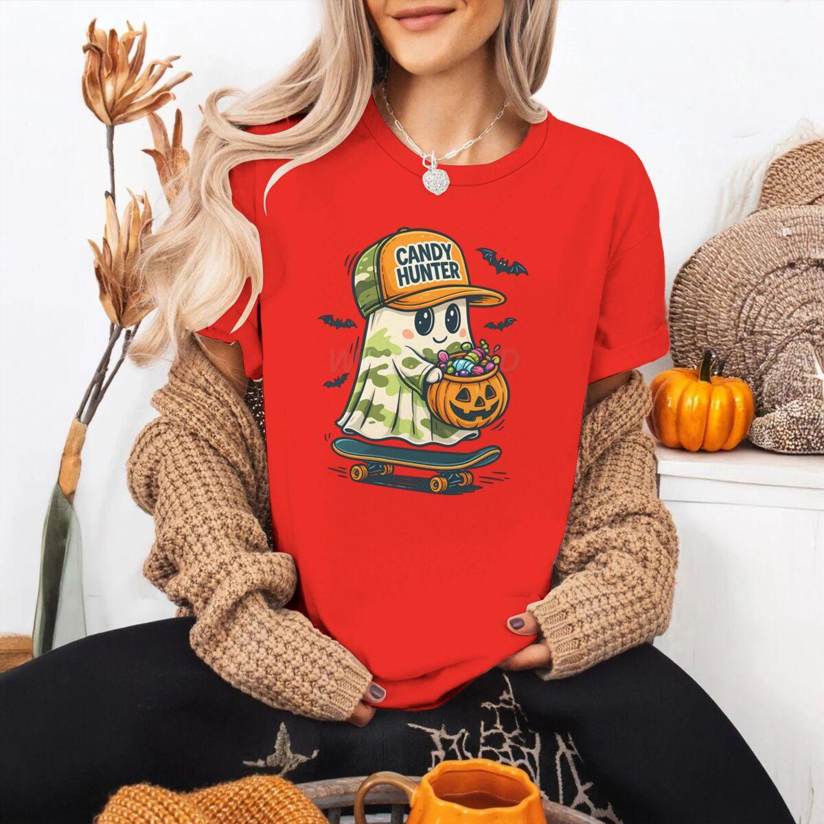 Ghost Candy Hunter Shirt Design Unisex Women Cartoon Cute Ghost Halloween Tshirt FeUnisex Halloween Spooky Vibes Fashion Casual Tops S
Ghost Candy Hunter Shirt Design Unisex Women Cartoon Cute Ghost Halloween Tshirt FeUnisex Halloween Spooky Vibes Fashion Casual Tops S