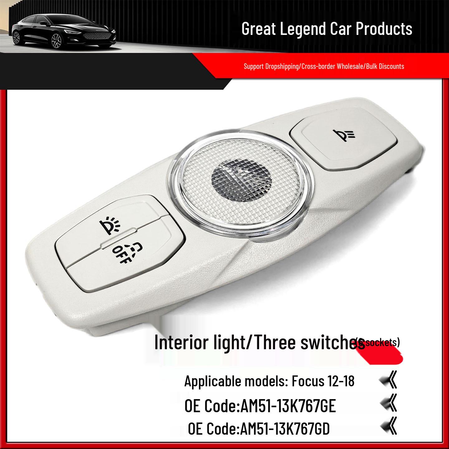 AM5113K767GE Interior Ceiling and Reading Light Compatible with 12 Ford Models
AM5113K767GE Interior Ceiling and Reading Light Compatible with 12 Ford Models