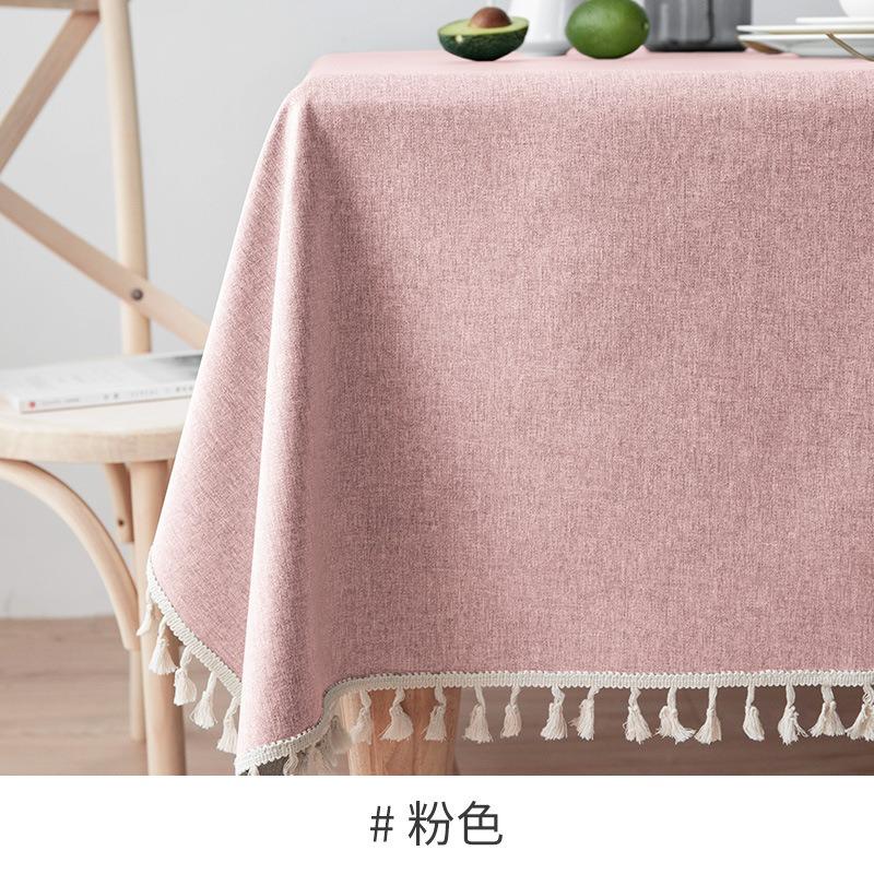 Простая скатерть с кисточками Пасторальная хлопково-льняная обеденная скатерть Водо- и маслостойкая однотонная настольная скатерть Полотенце Чайная скатерть Столы Чехол 140*220cm