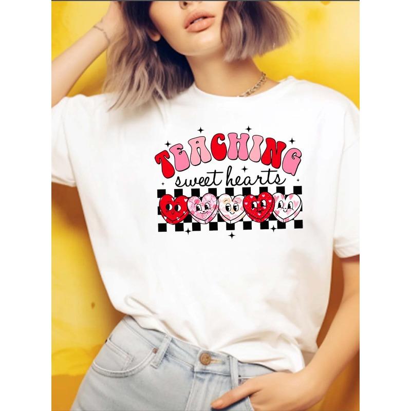 Women s Teaching Sweet Hearts Print T-Shirt Casual Short Sleeve Top 4XL білий
Women s Teaching Sweet Hearts Print T-Shirt Casual Short Sleeve Top 4XL білий